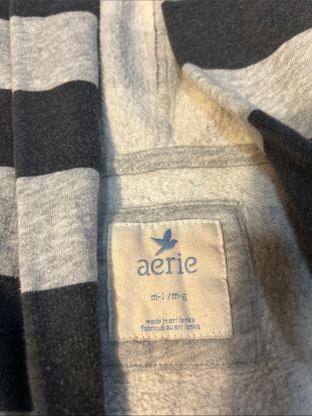 aerie Hooded Striped Robe Cardigan in Black and Gray - Picture 4 of 4